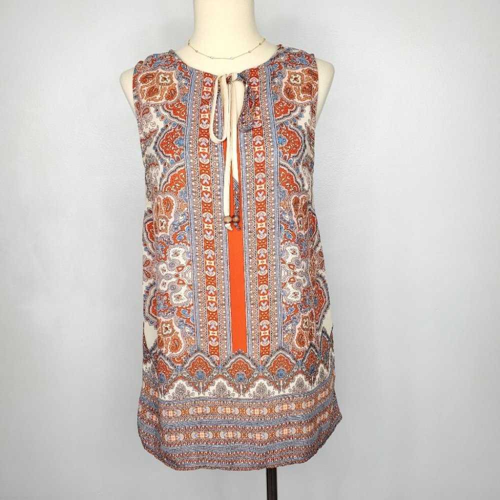 Rose & Rhyme Summer Sleeveless Tie Keyhole Tunic Top Size XS